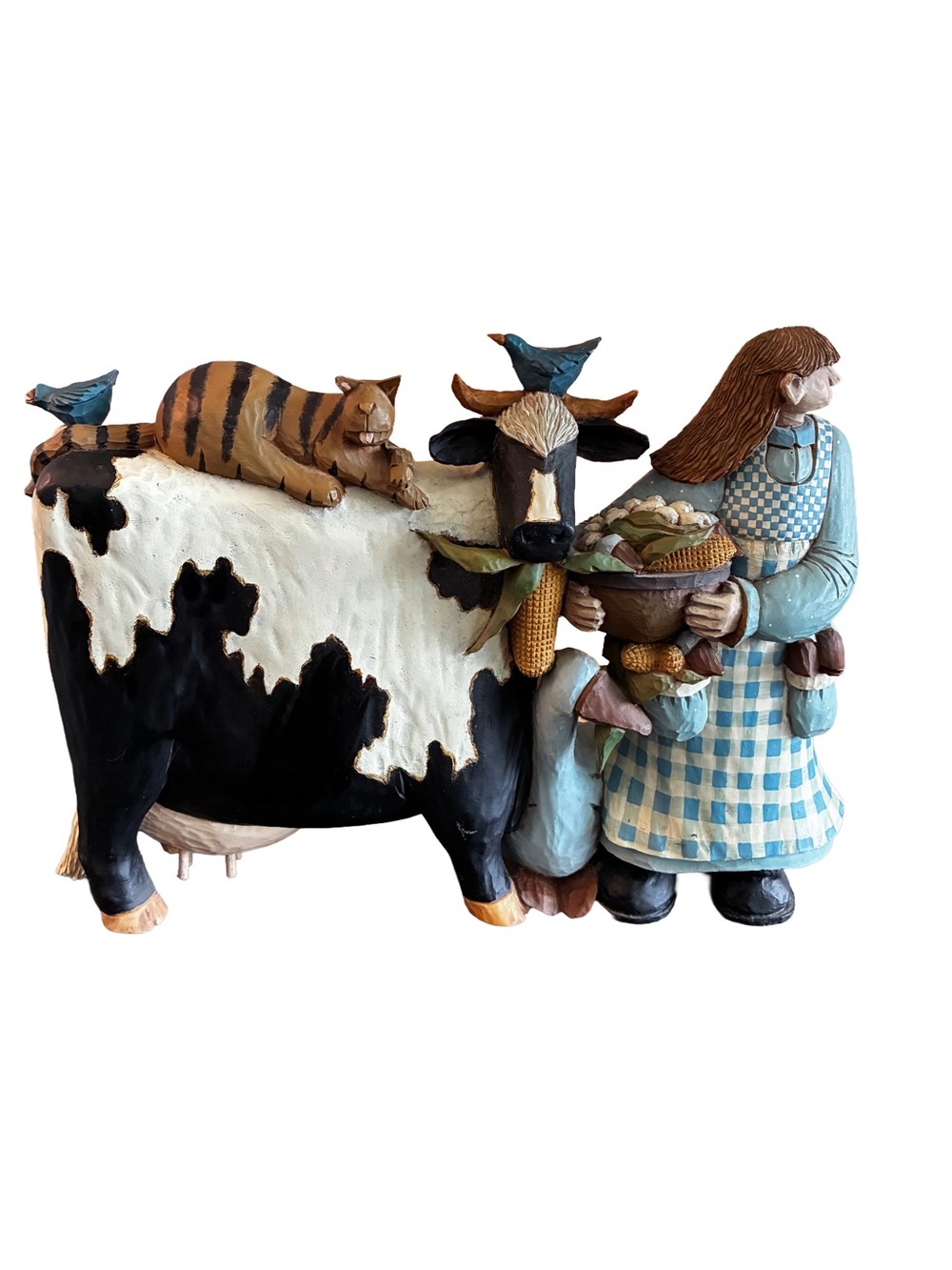 Williraye Studio Cow Come Home Goose Cat Bird Folk Art Country Farm Girl WW1509